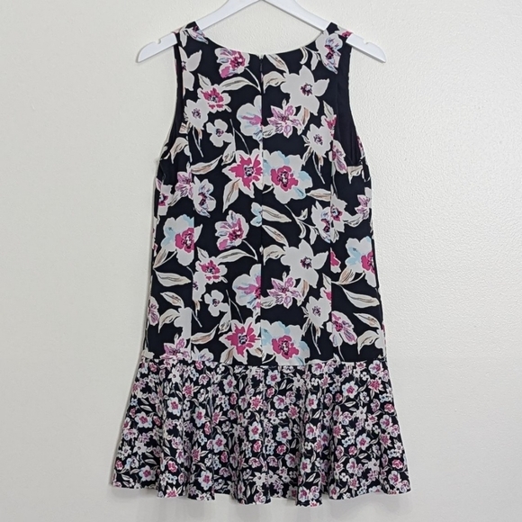 Banana Republic Dress 2 Floral Blue Pink Shift Drop Waist Flounce Hem - Picture 10 of 10